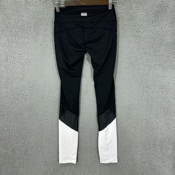 Nicole Miller pants XS black white active leggings sheer mesh panel gym running - Picture 5 of 6